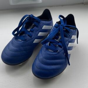 adidas Kids Royal Blue Soccer Cleats with White Stripes